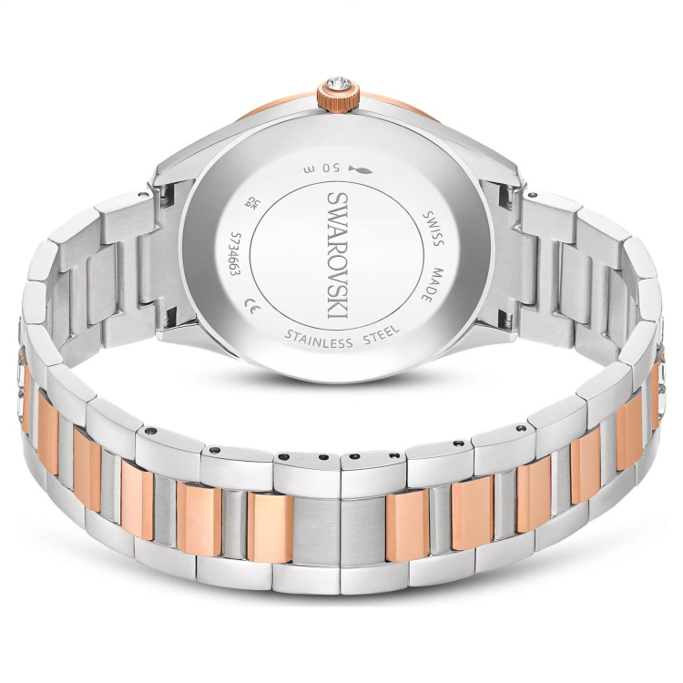 Matrix date watch Swiss Made, Metal bracelet, Rose gold tone, Mixed metal finish